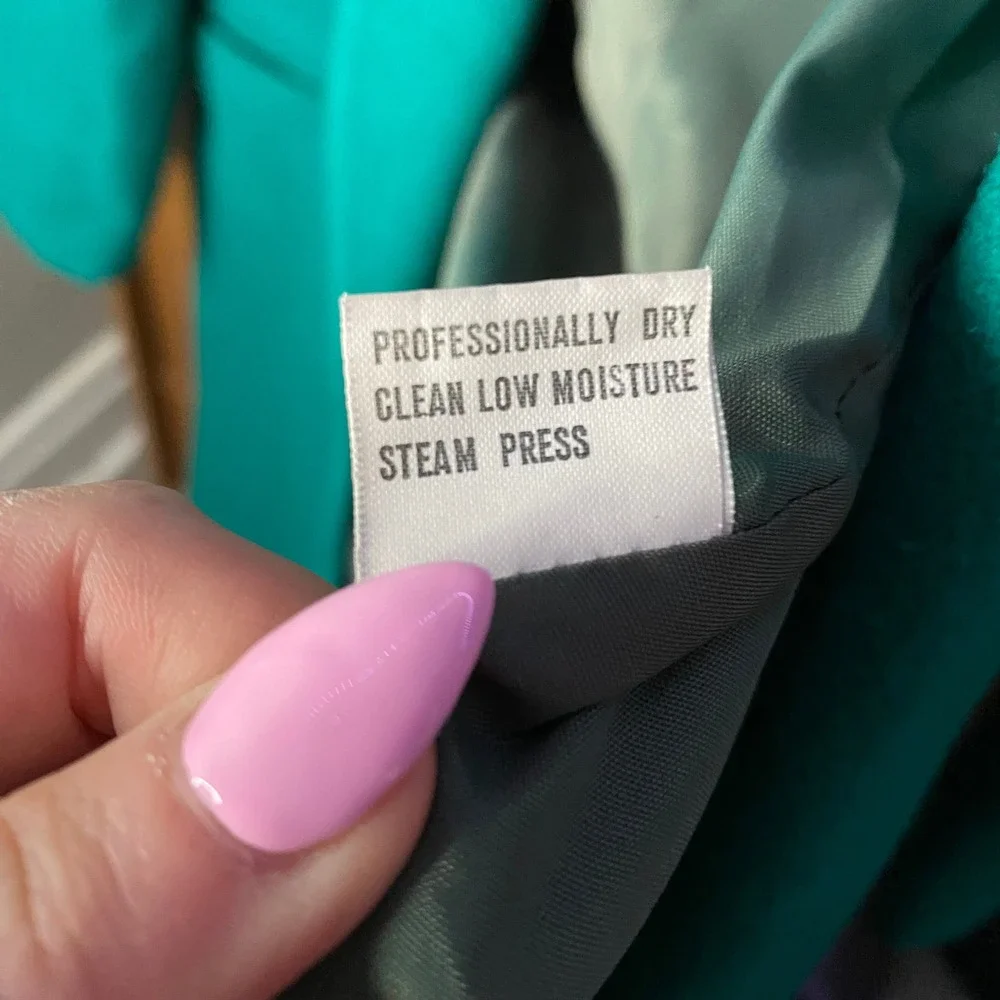 Glenbrooke Long Trench‎ Coat Women Large Teal Wool Double Breasted Vintage